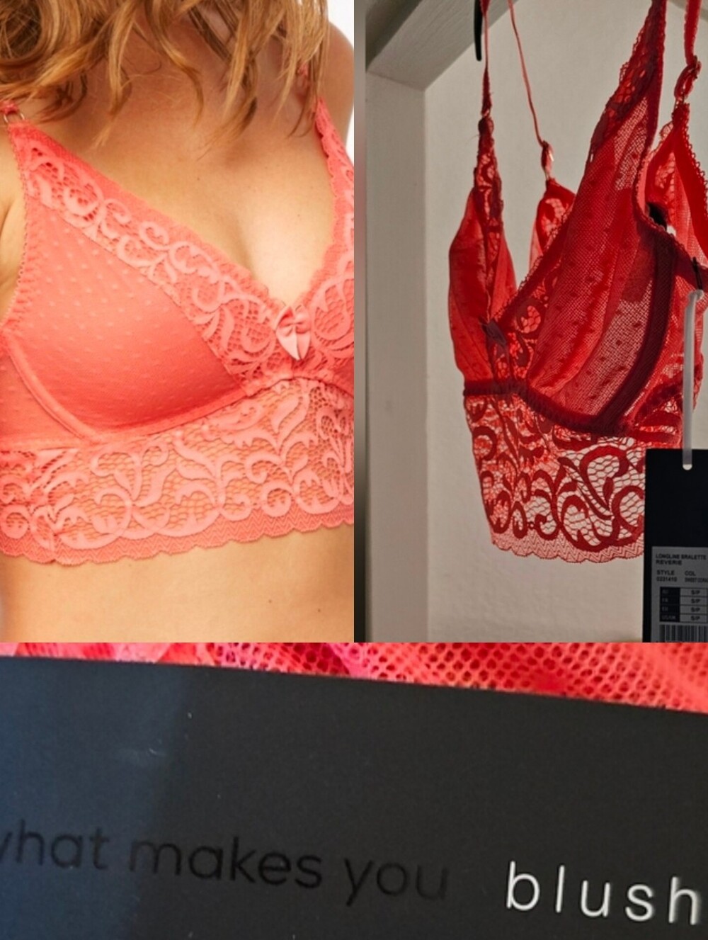 blush Reverie Longline Bralette Sweet Coral Size 32A 32B XS New NWT MSRP $52